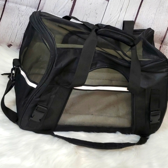 Soft Kennel Crate Small Pet Travel Bag Black Mesh Washable Removable Pad Airline - Picture 2 of 12
